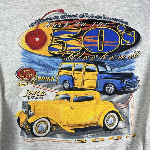 Vintage Back To The 50s Minnesota Street Rod Racing Race Car Sweater Size XL - Picture 2 of 9